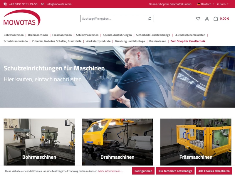 Schutzeinrichtungen für Drehmaschinen und Bohrmaschinen